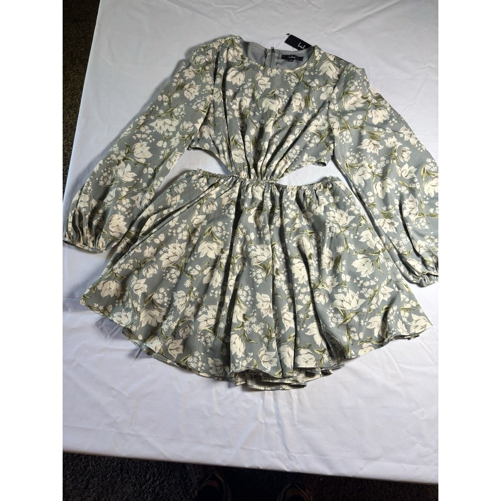 Lulus Cutout Dress Long Sleeve Floral Print Size Large
